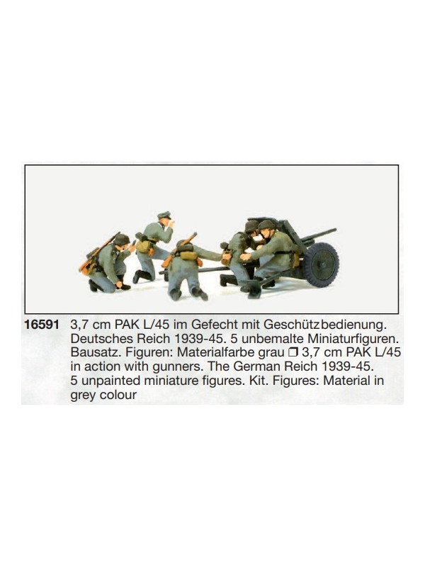 PREISER 16591 Scala HO Postazione artiglieria con militari in kit da  costruire